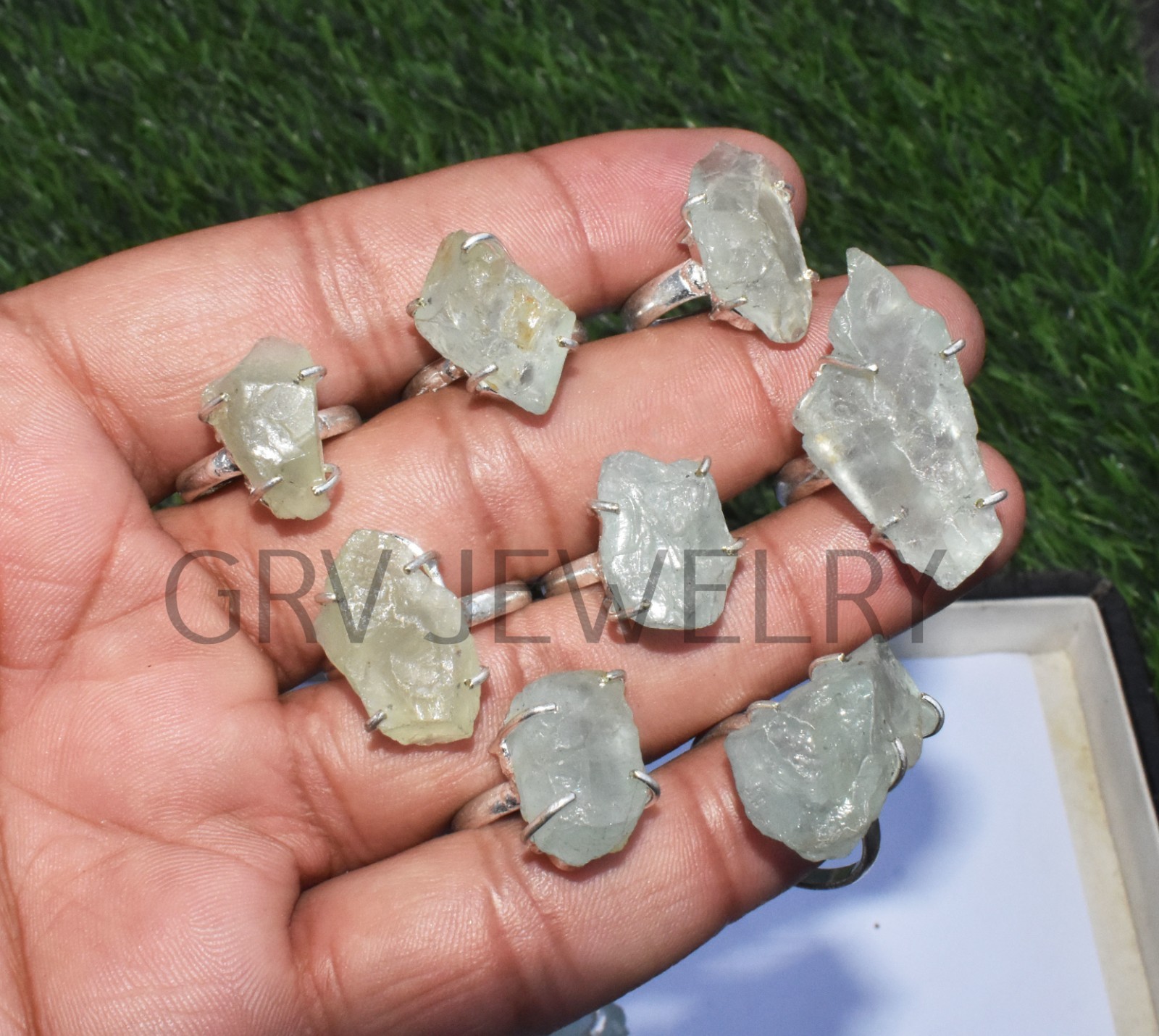 1-500 Pcs Rough Aquamarine In Wholesale Rings Lot Bulk: Silver Plated Whr-77