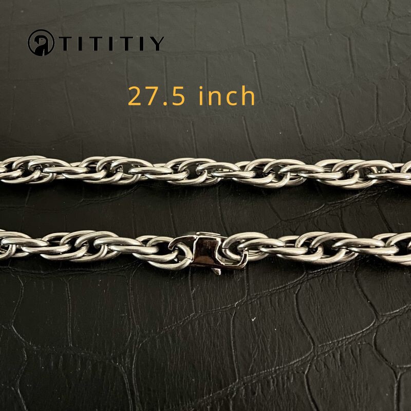 Pure Titanium Twisted Necklace Wide 7mm Anti Allergic 27.5 Inch Accessories Gift