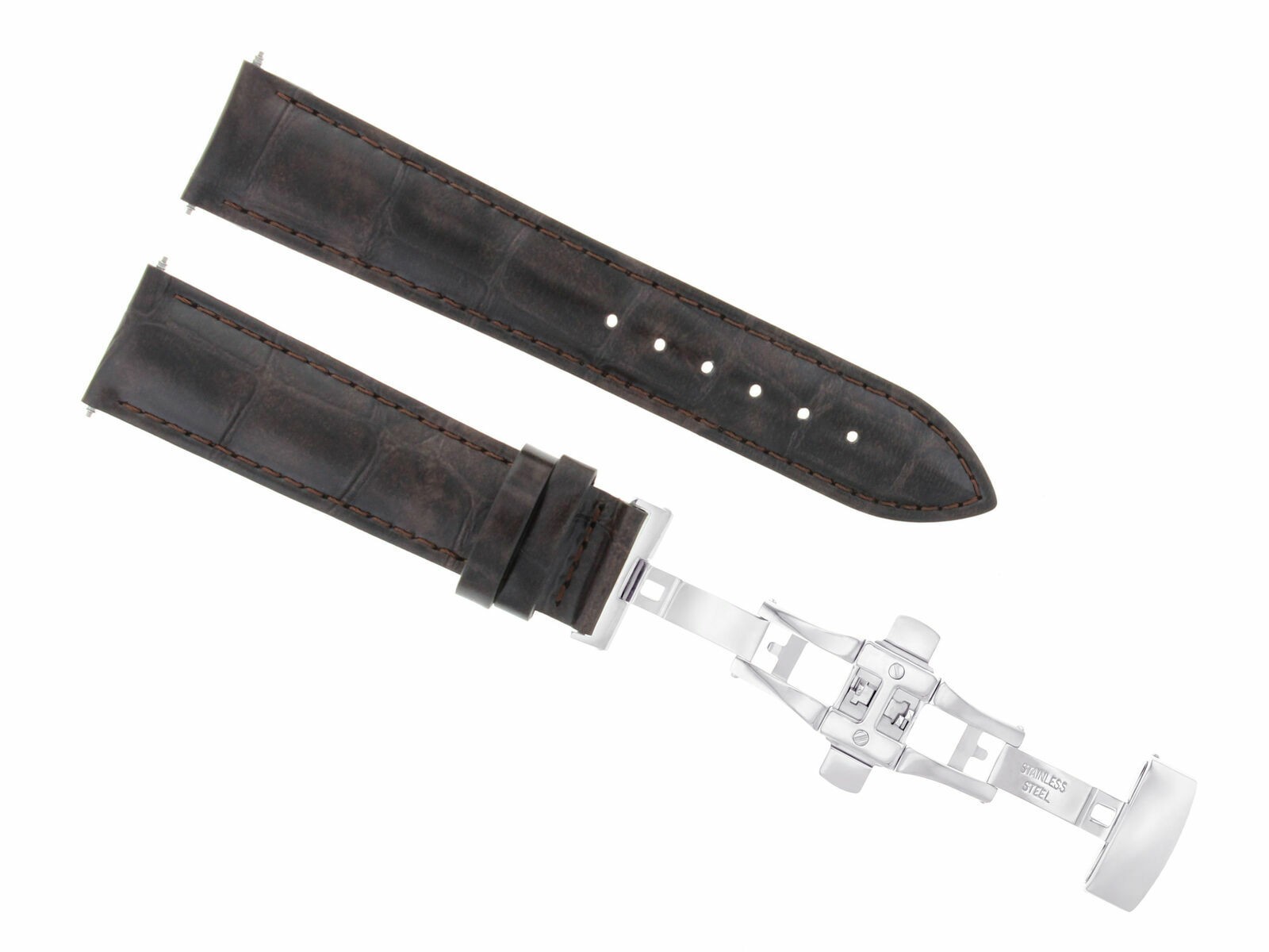 21MM LEATHER WATCH BAND STRAP DEPLOYMENT CLASP FOR ROLEX DEEPSEA DARK BROWN