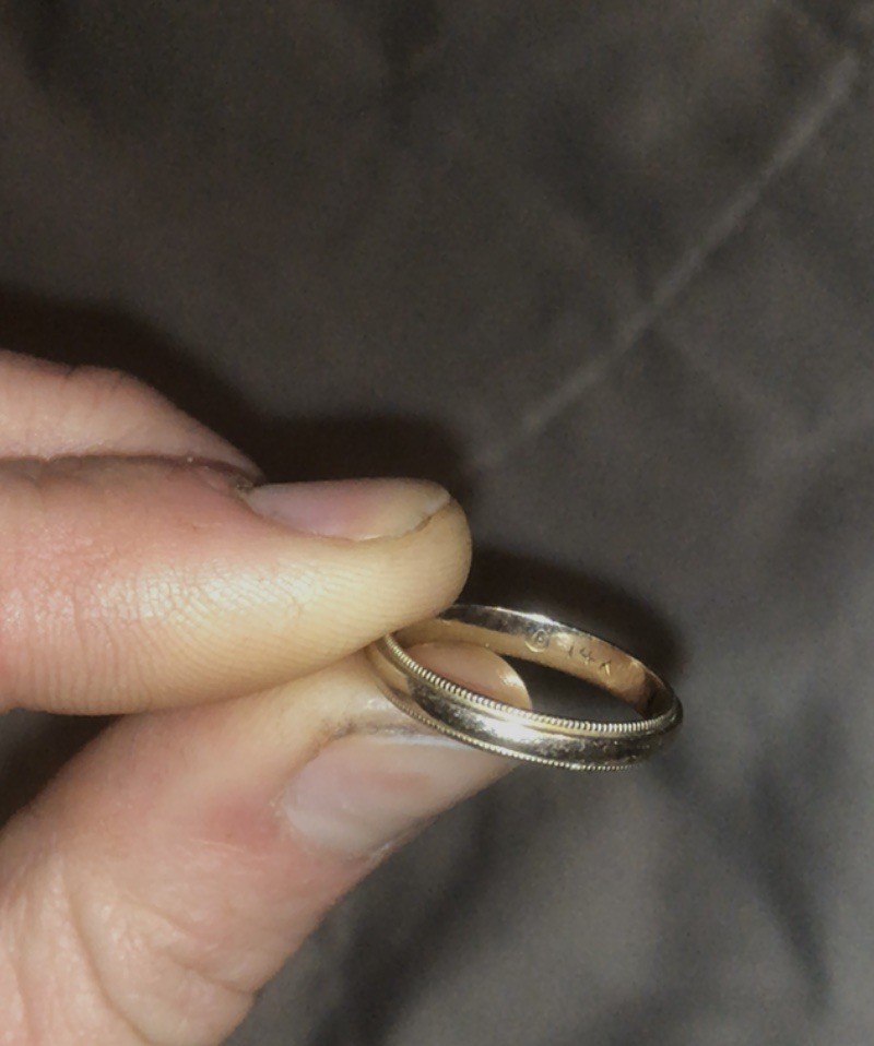 14k white gold wedding band size 7.25 milgrain edge elegant