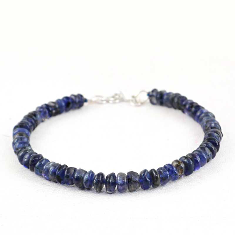 8″ Inches Long 75.00 Cts Natural Untreated Blue Tanzanite Beads Bracelet (DG)