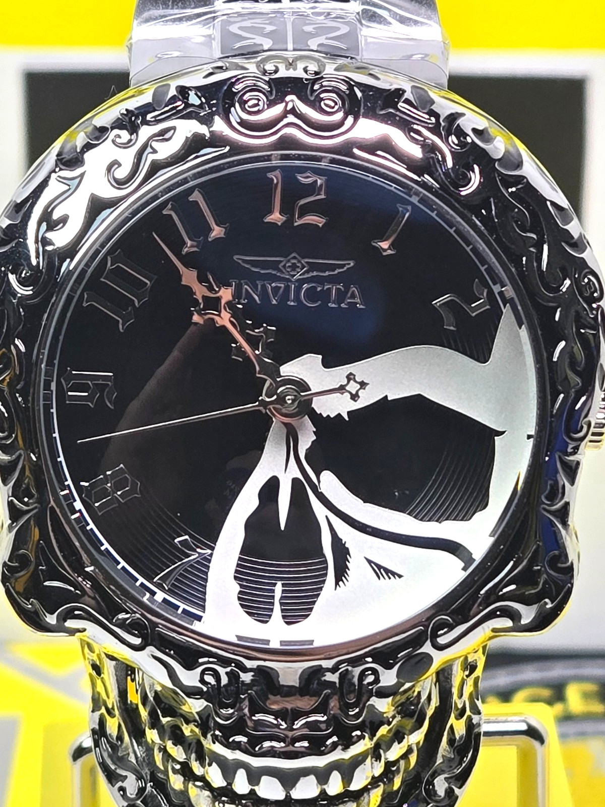 Invicta Artist Skull Automatic Mens Watch 50.5mm Skeletonized Steel & Black NEW