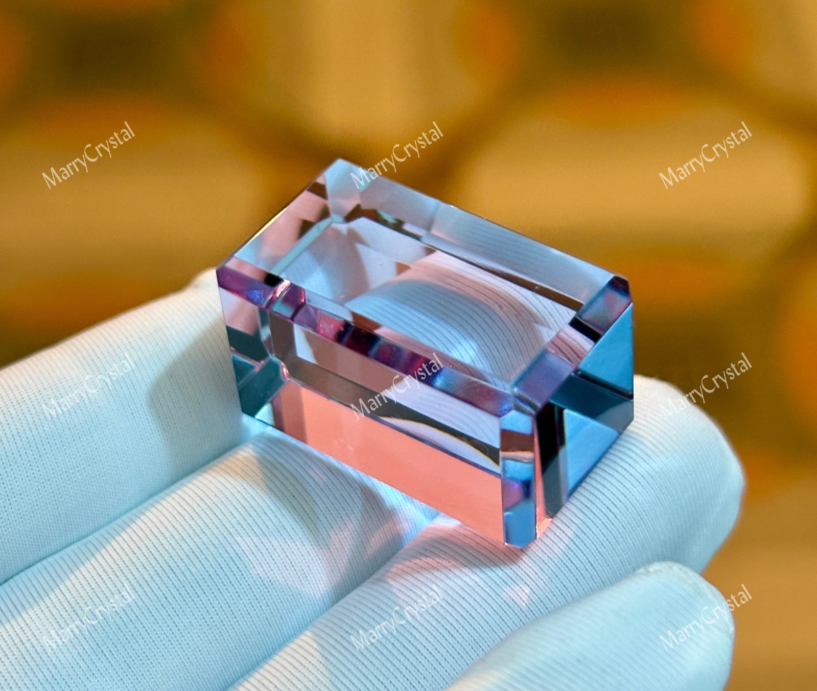 80 Ct 3-Color Change Glass Cube, Purple Blue Grape Juice Loose Gemstone