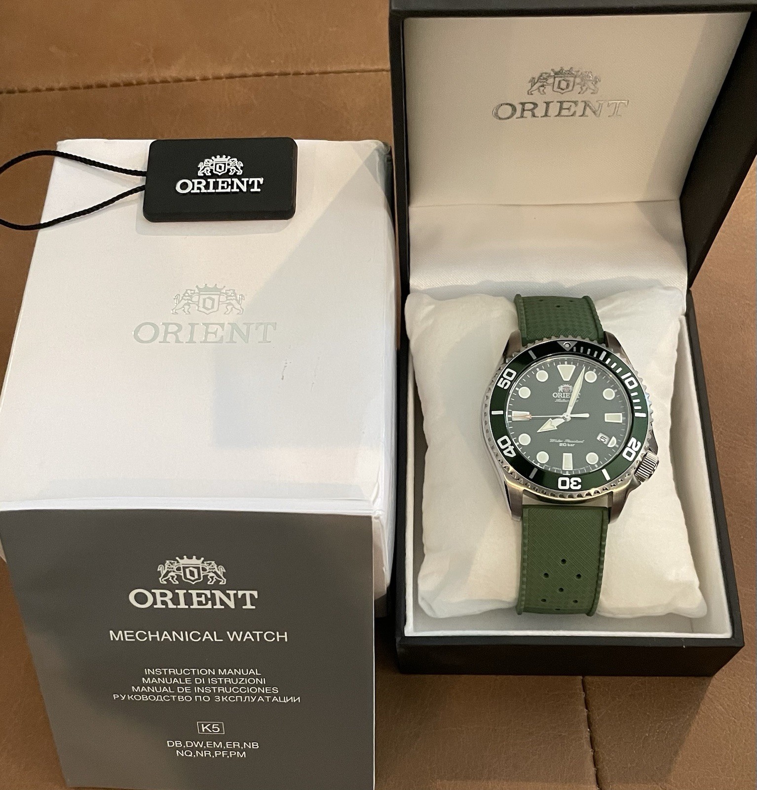 Orient Triton RA-AC0K02E10B Automatic Green Dial & Bezel – Full Set!