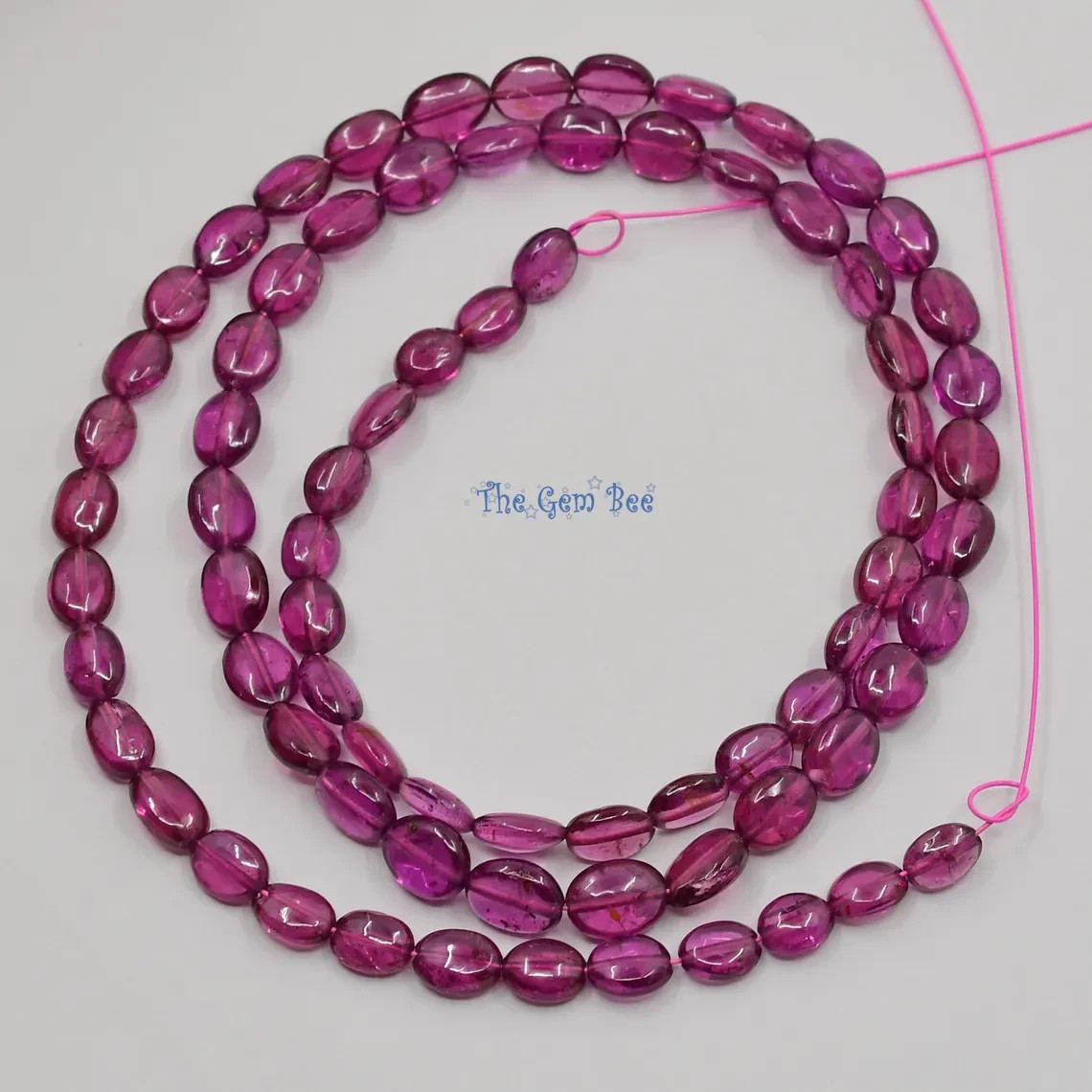 Berry Pink Rhodolite Garnet Smooth Oval Nugget Beads 16 Inch strand