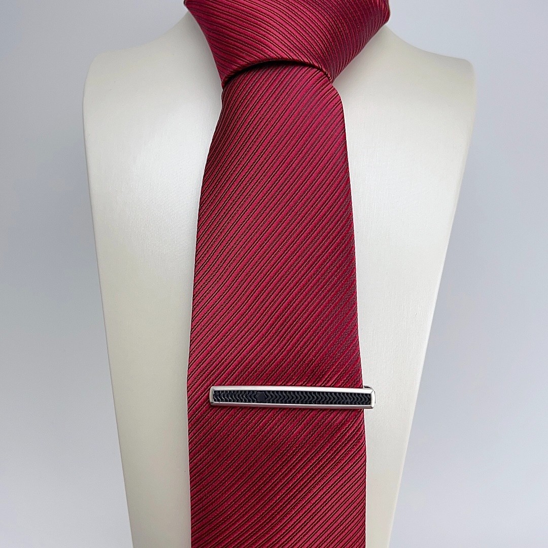 Montblanc Essential Sartorial Stainless Steel Tie Clip Silver Black w/ Box