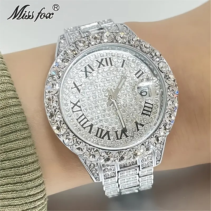 Hip Hop Luxury Ice out Women’s Watch Iced King Bling Silver Cz Diamond Best Gift