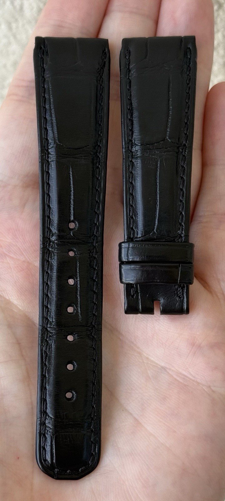 A. Lange Sohne 19mm x 16mm Black Alligator Watch Strap Band Authentic OEM