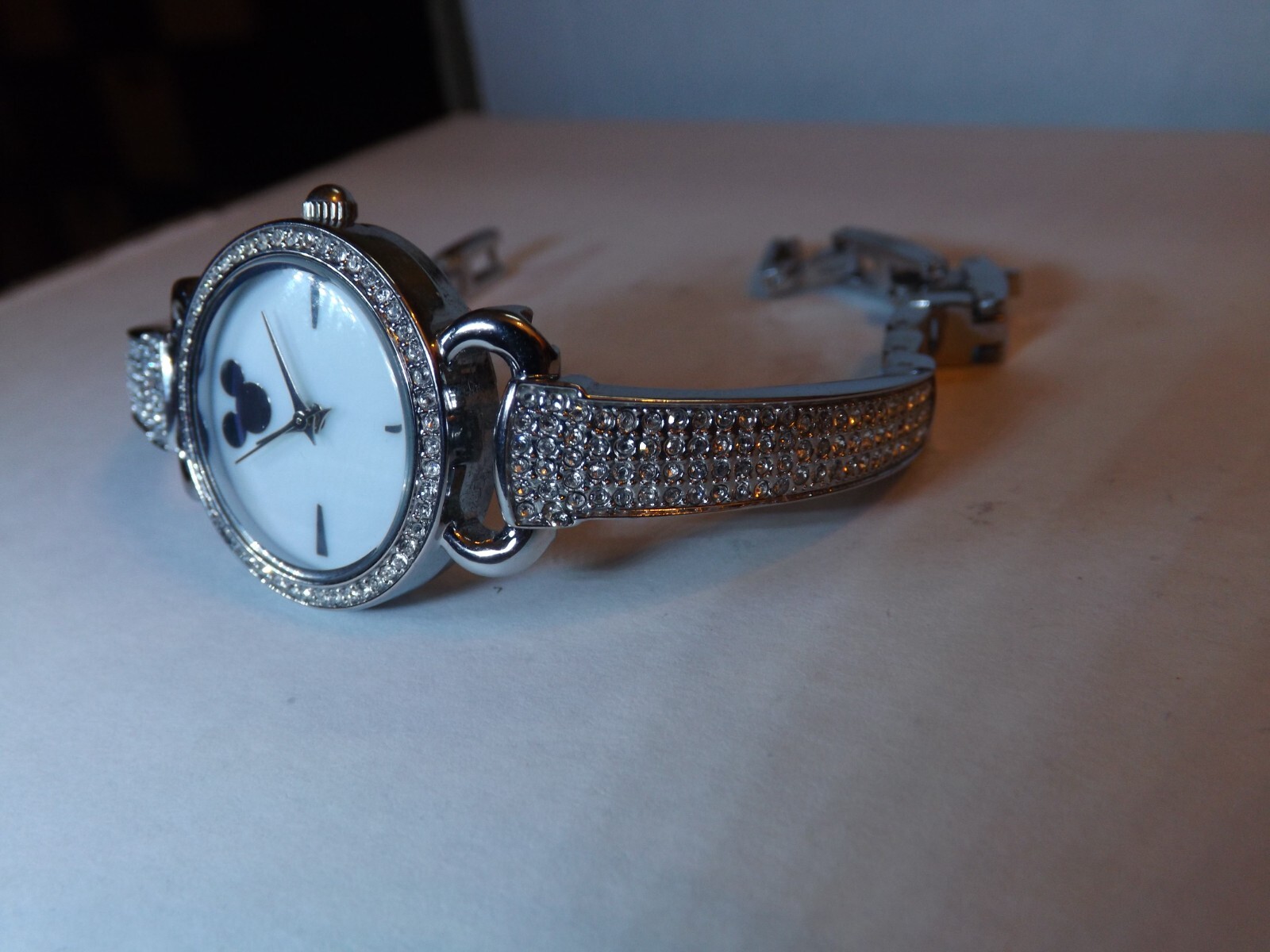 Disney Parks Womens Mickey Mouse Watch -Sparkling Crystals-Two Bonus Bangles-New