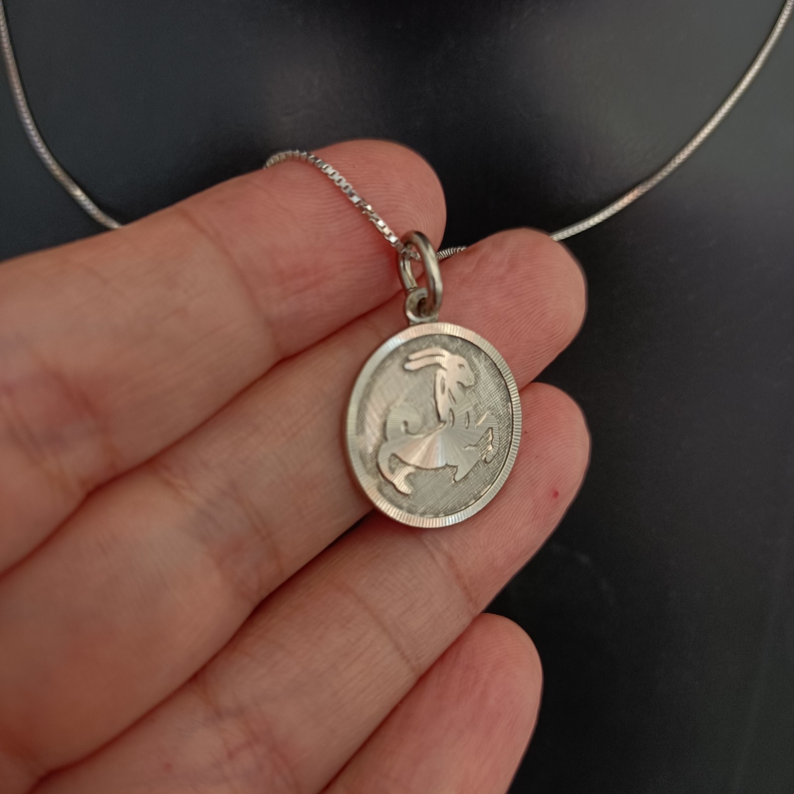 Capricorn Zodiac Vintage Necklace Sterling Silver Astrology Pendant Me’sn Women