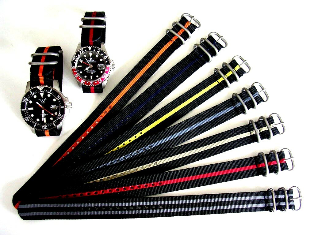 20mm Black Red stitch 1pc NATO G10 UTC nylon watch band strap RAF Bond IW SUISSE