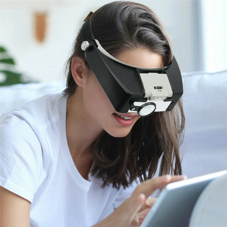 LED Headband Magnifier Visor Glasses Jeweler Loupe Watch Repair Magnifying
