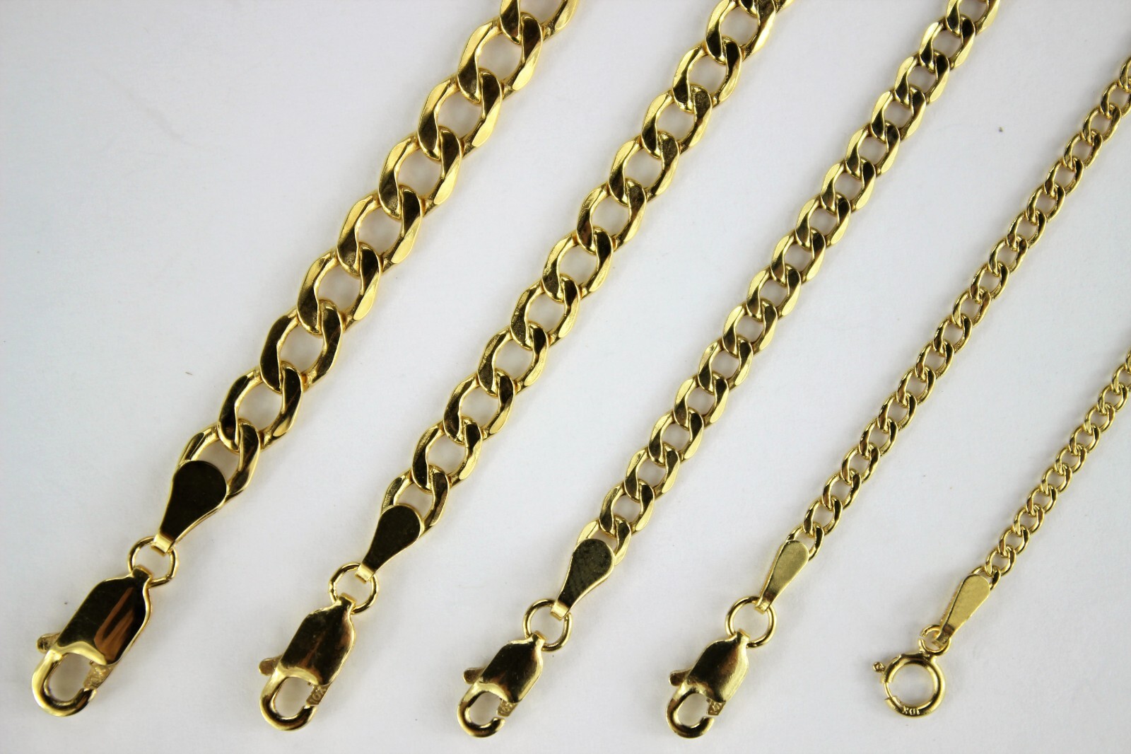 10K Yellow Gold 2mm-7mm Curb Cuban Chain Link Necklace Bracelet 7″ – 30″ Hollow