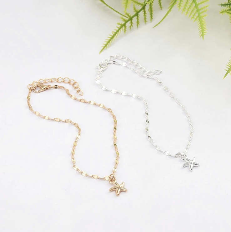 Women Fashion Jewelry Gold Silver Color Starfish Anklet Ankle Bracelet 1-11