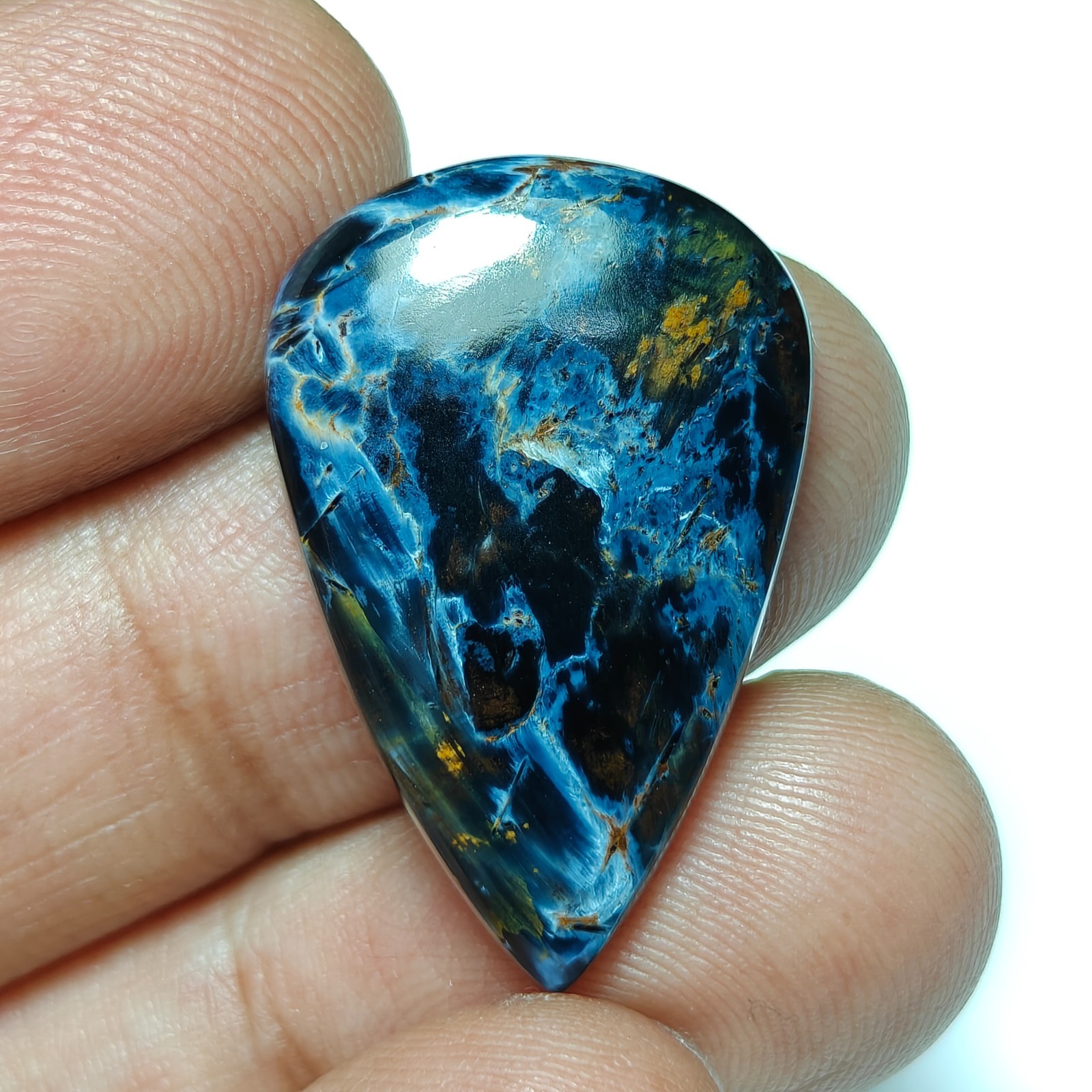 Rare namibian pietersite gemstone pear shaped 18x28x5mm, loose gem for jewelry.