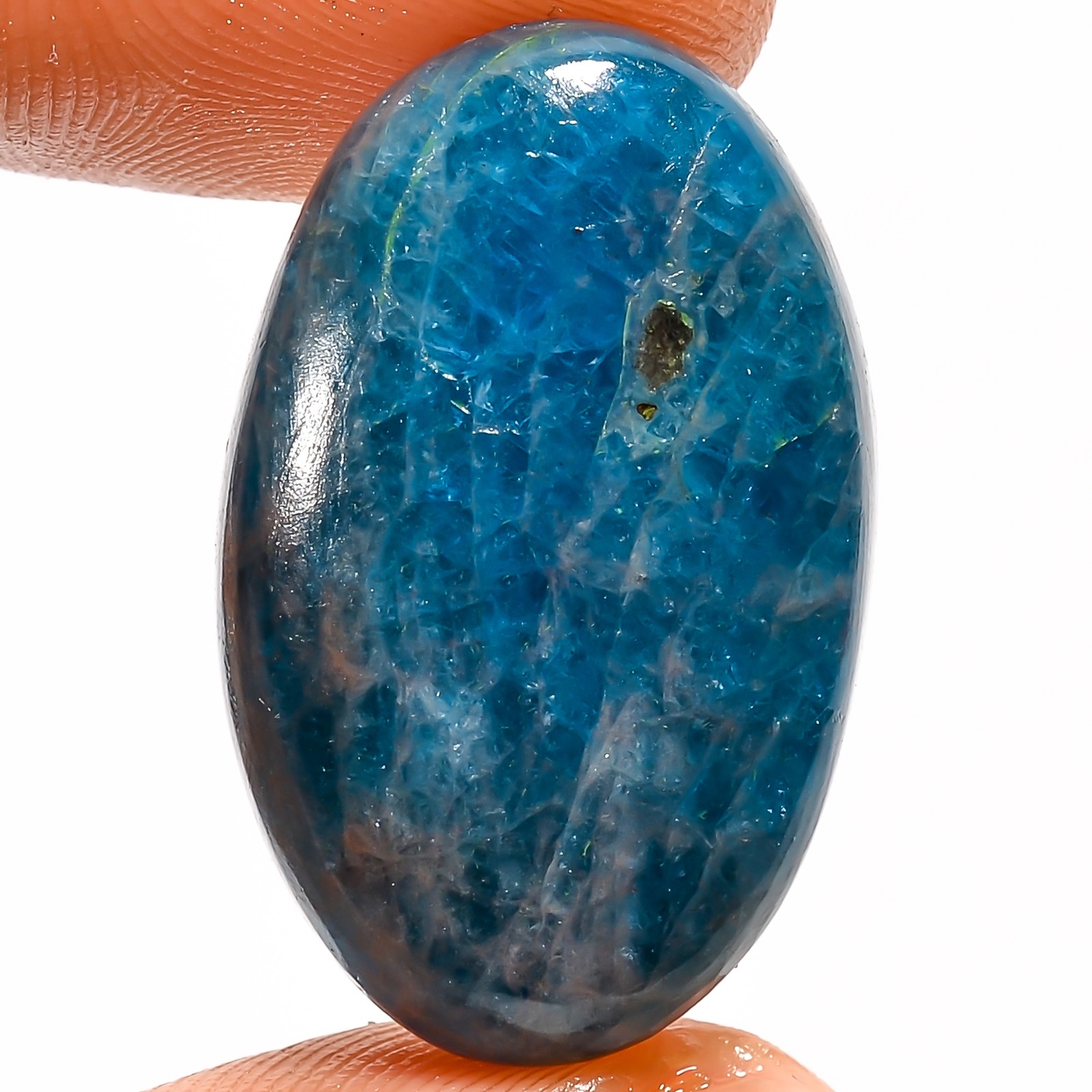 Natural Neon Blue Apatite Oval Shape Cabochon Gemstone 30.5 Ct 26X16X6mm EE53355