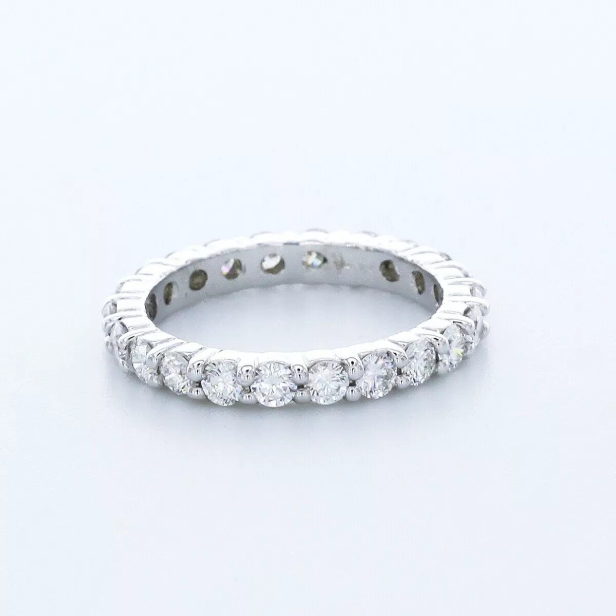 Classic Eternity Wedding Ring Solid 14K Gold 1.25 CT Round Natural Diamond F VS2