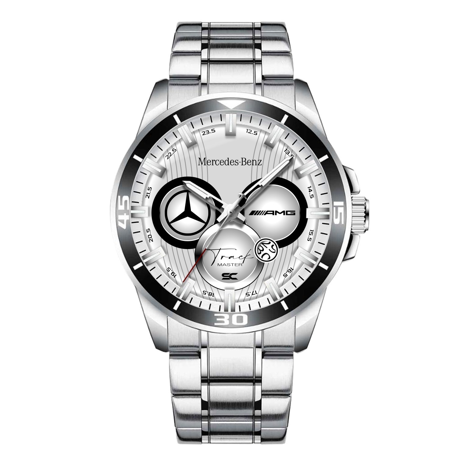 Mercedes Benz Track Master AMG Sport Steel Wrist Watch for Lovers