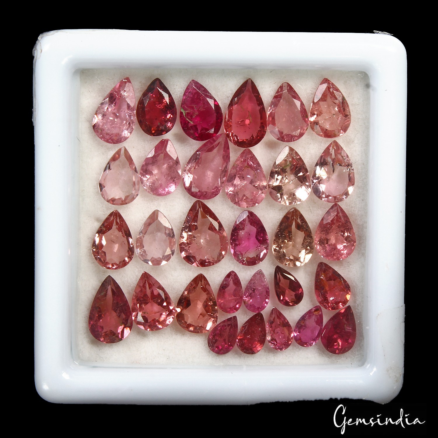 Certified 13.90 Cts/30 Pcs Natural Pink Rubellite Tourmaline Pear Cut 5-7mm Gems