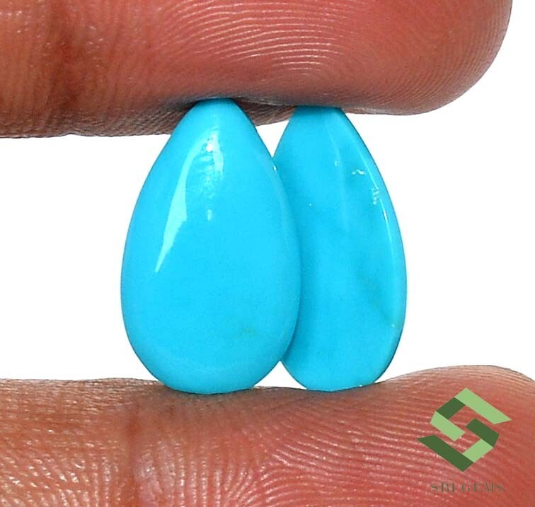 18×10 mm Natural Sleeping Beauty Turquoise Pear Cabochon Pair 7.16CTS Loose Gems