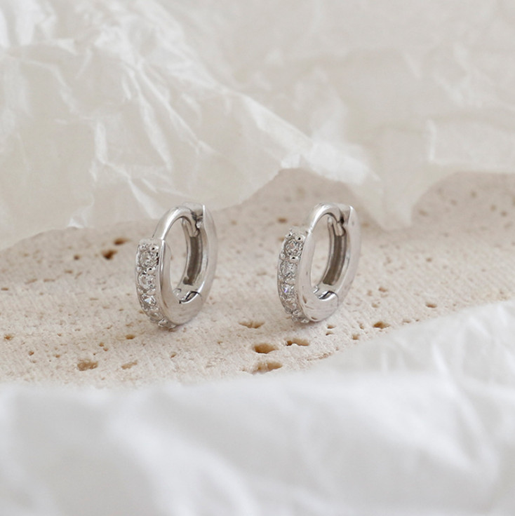 Unisex Sterling Silver Children Girl CZ Baby Huggie Hoop Earrings 1/5 inch A33