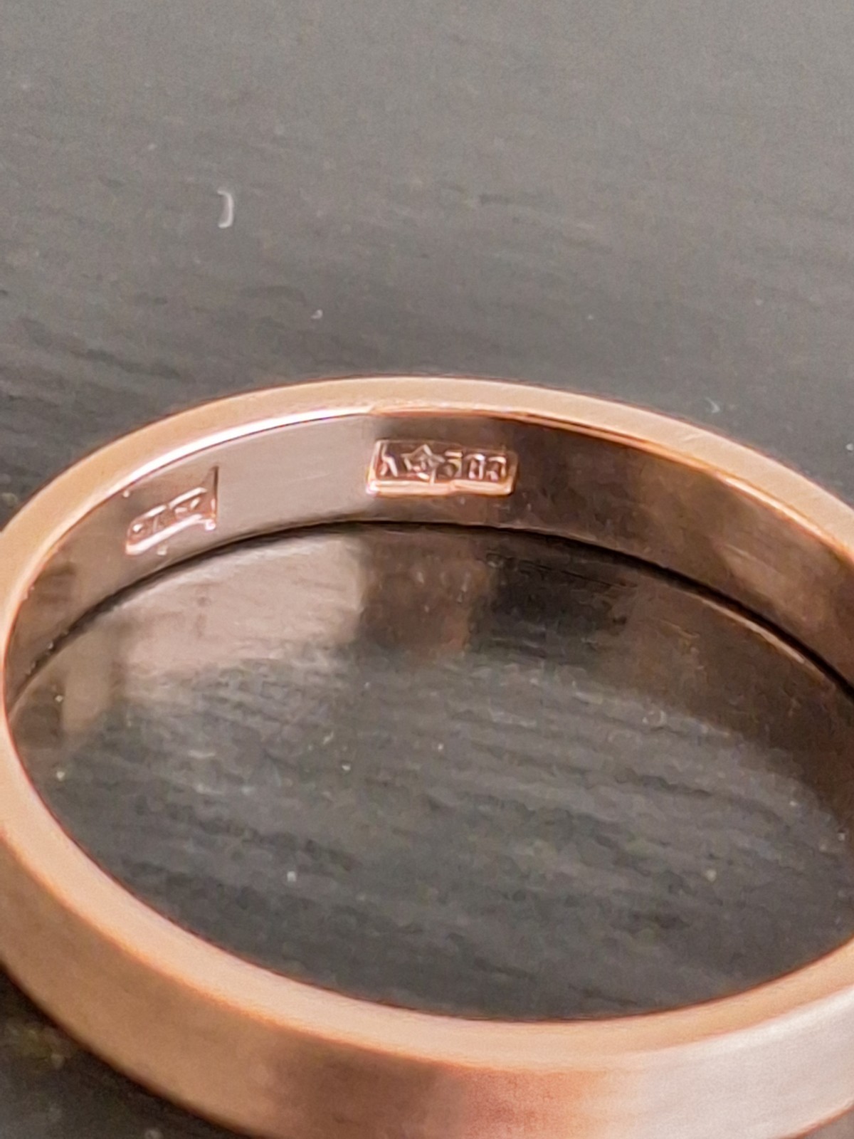 Vintage Antique Soviet 14k Rose Gold Classic Wedding Band Ring Size 5