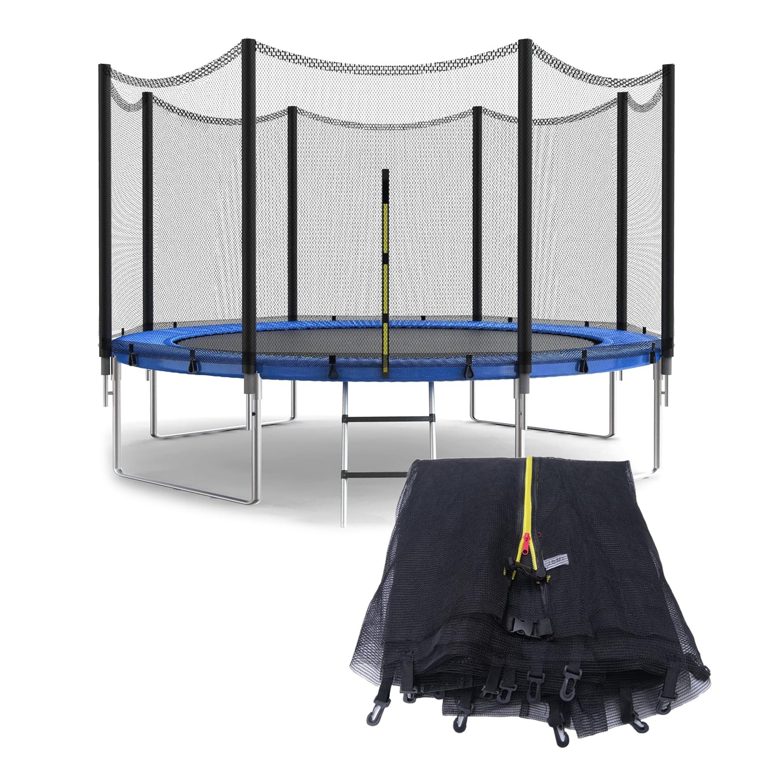 SUOGROLI Trampoline Safety Net 8ft 6 Poles Black Replacement Fence