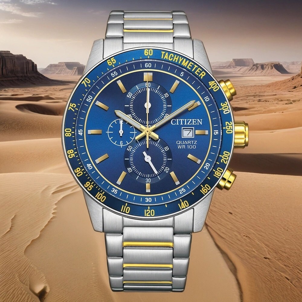 Citizen AN3684-59L Blue Analog Gold Tone Chronograph Quartz Men’s Casual Watch