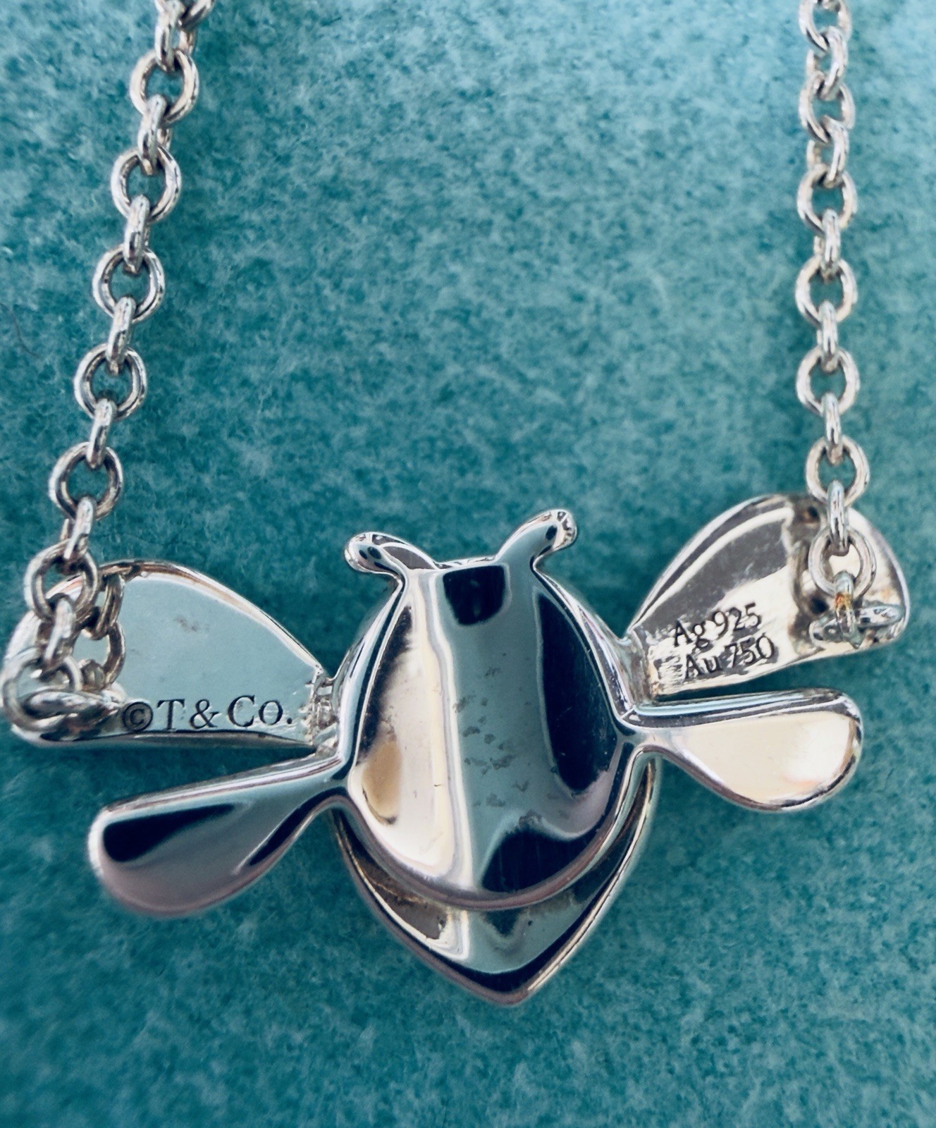 Return to Tiffany & Co. 925 Silver 18K Gold Love Bug Bee 6.3”or 7″ Bracelet