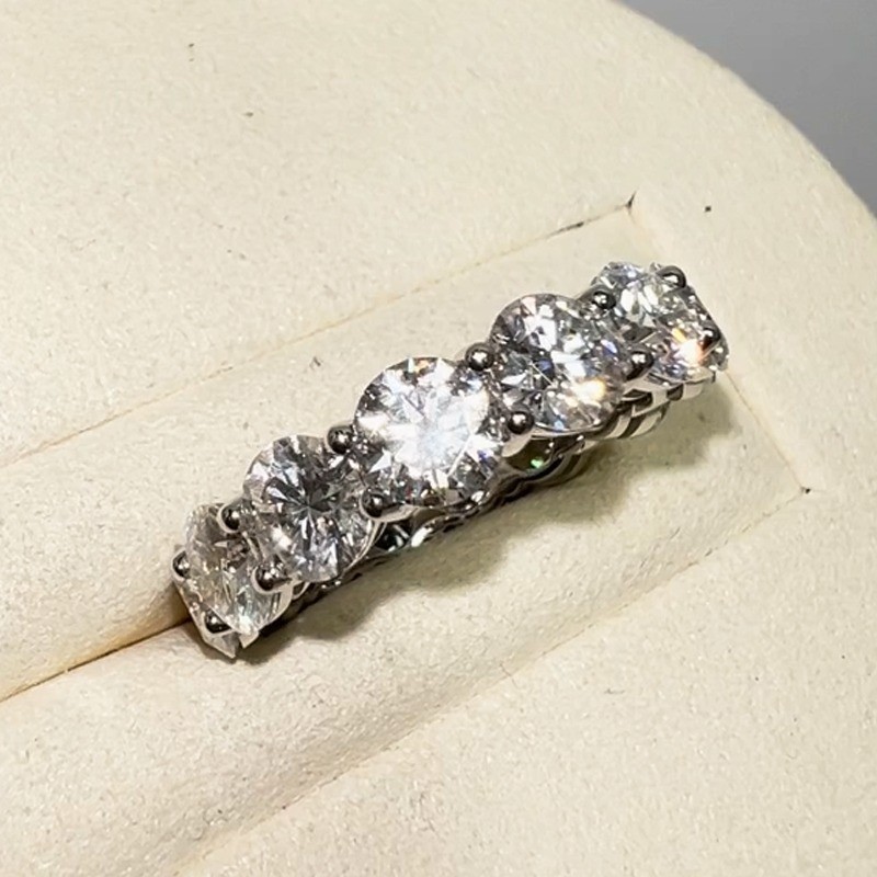 5.50TCW Round Cut Moissanite Eternity Wedding Band Ring 14k White Gold Plated