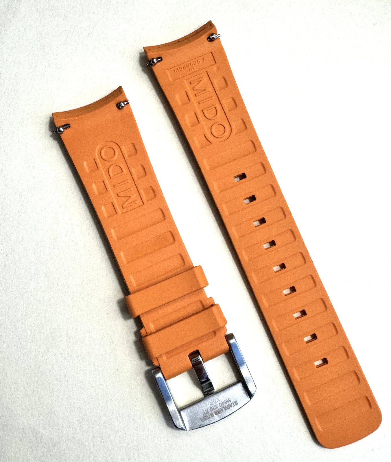 Original MIDO Multifort TV For CASE-BACK # M049526A ORANGE Rubber Band Strap