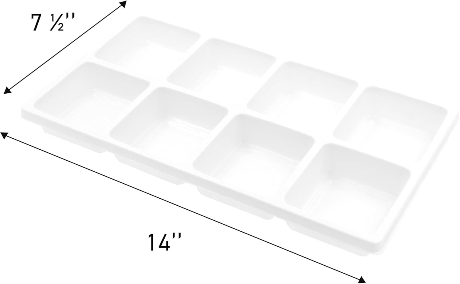 12 Tray Inserts 8 Compartment Liners White Jewelry Plastic 14″ x 7 ½” x 1 3/8 “