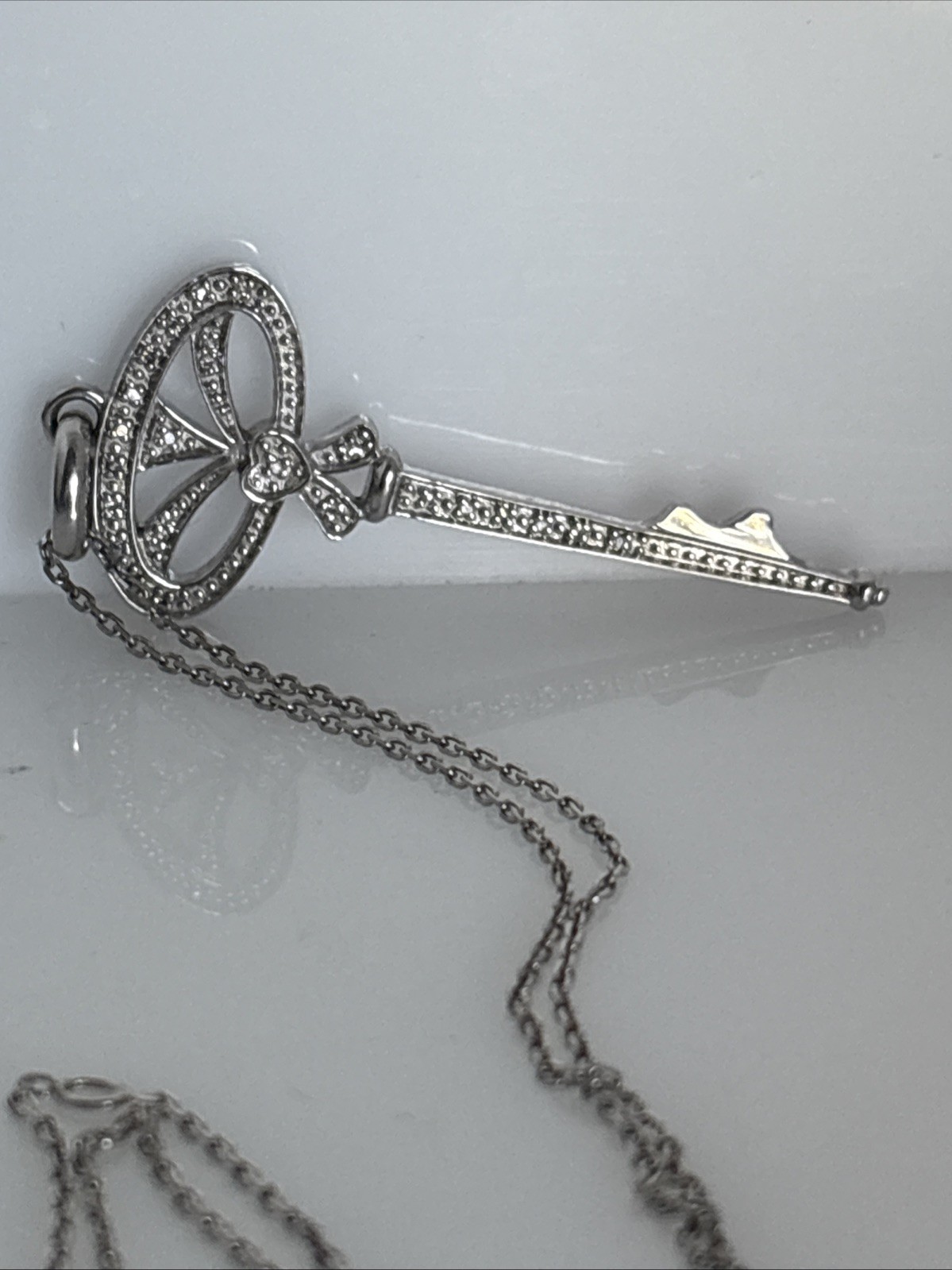 Sterling Silver Heart Skeleton Key to my Heart Pendant Necklace 18″ 925 14C
