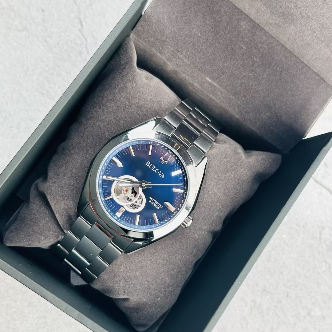 Bulova 96A275 Surveyor Men’s Blue Dial Stainless Steel Strap Automatic Watch