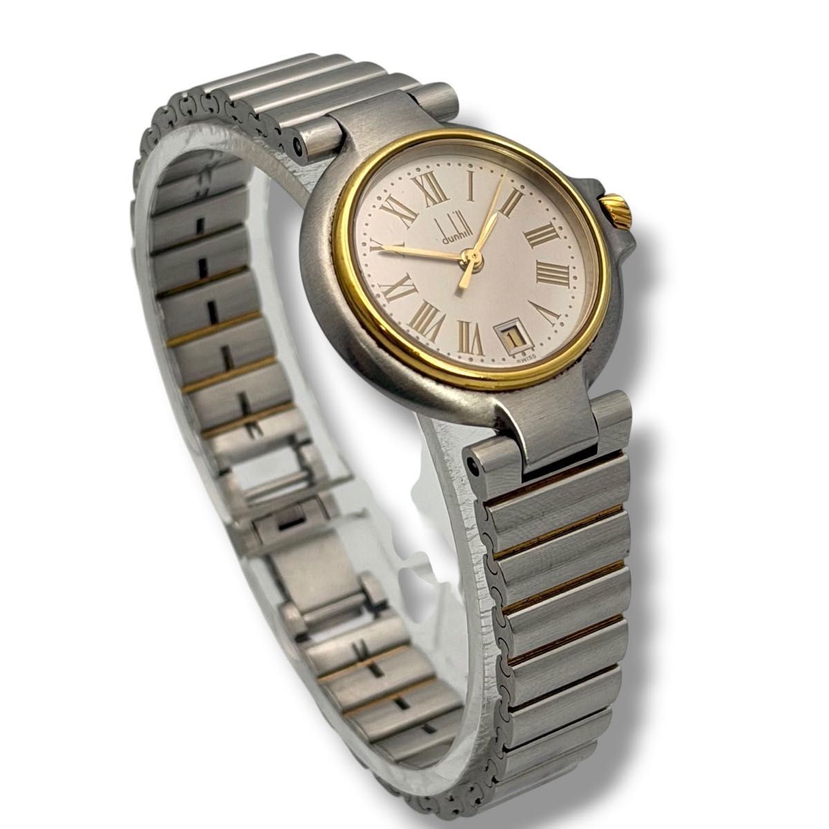 Working dunhill ladies wristwatch quartz combo gold silver