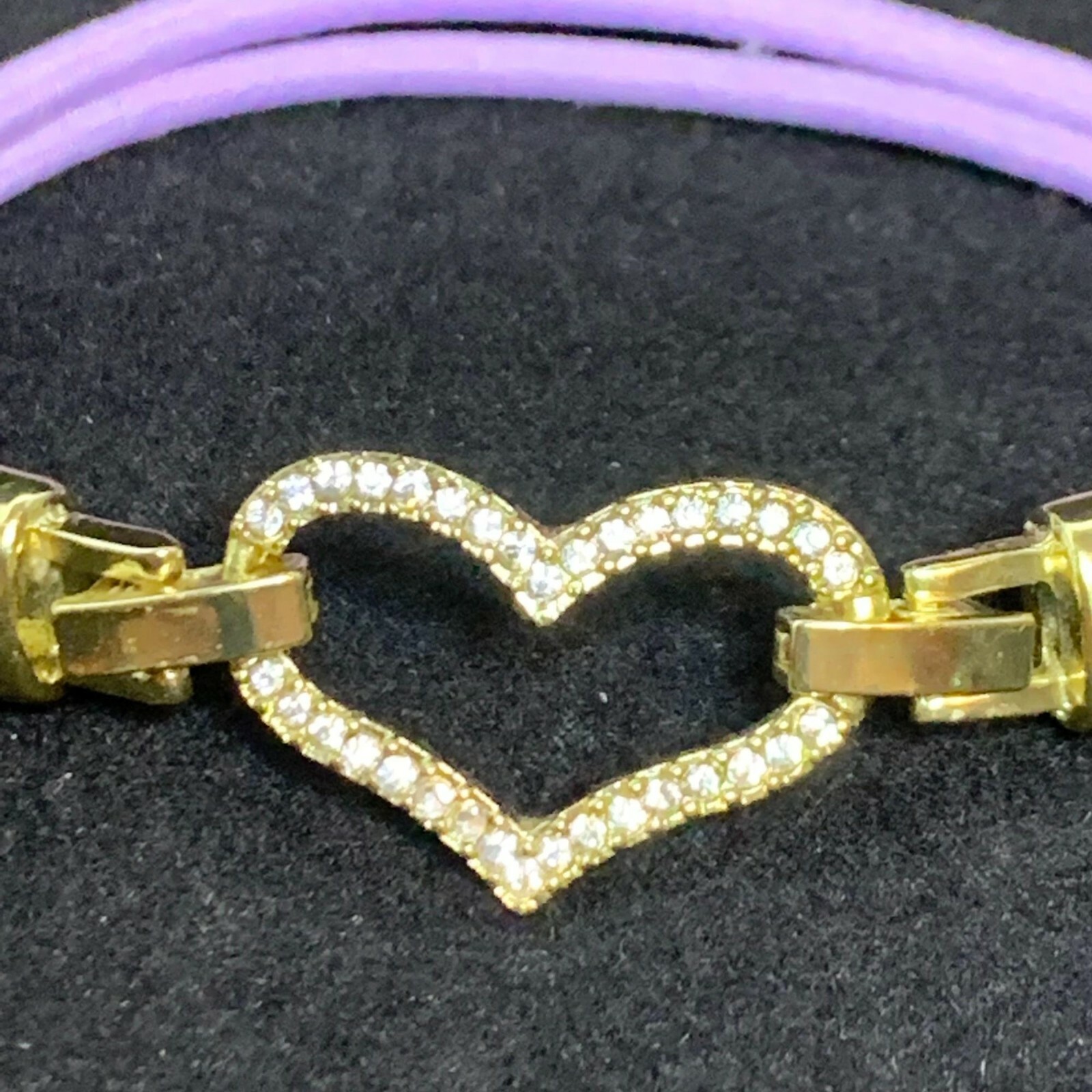 Gold Tone Rhinestone Heart Bracelet (2359)