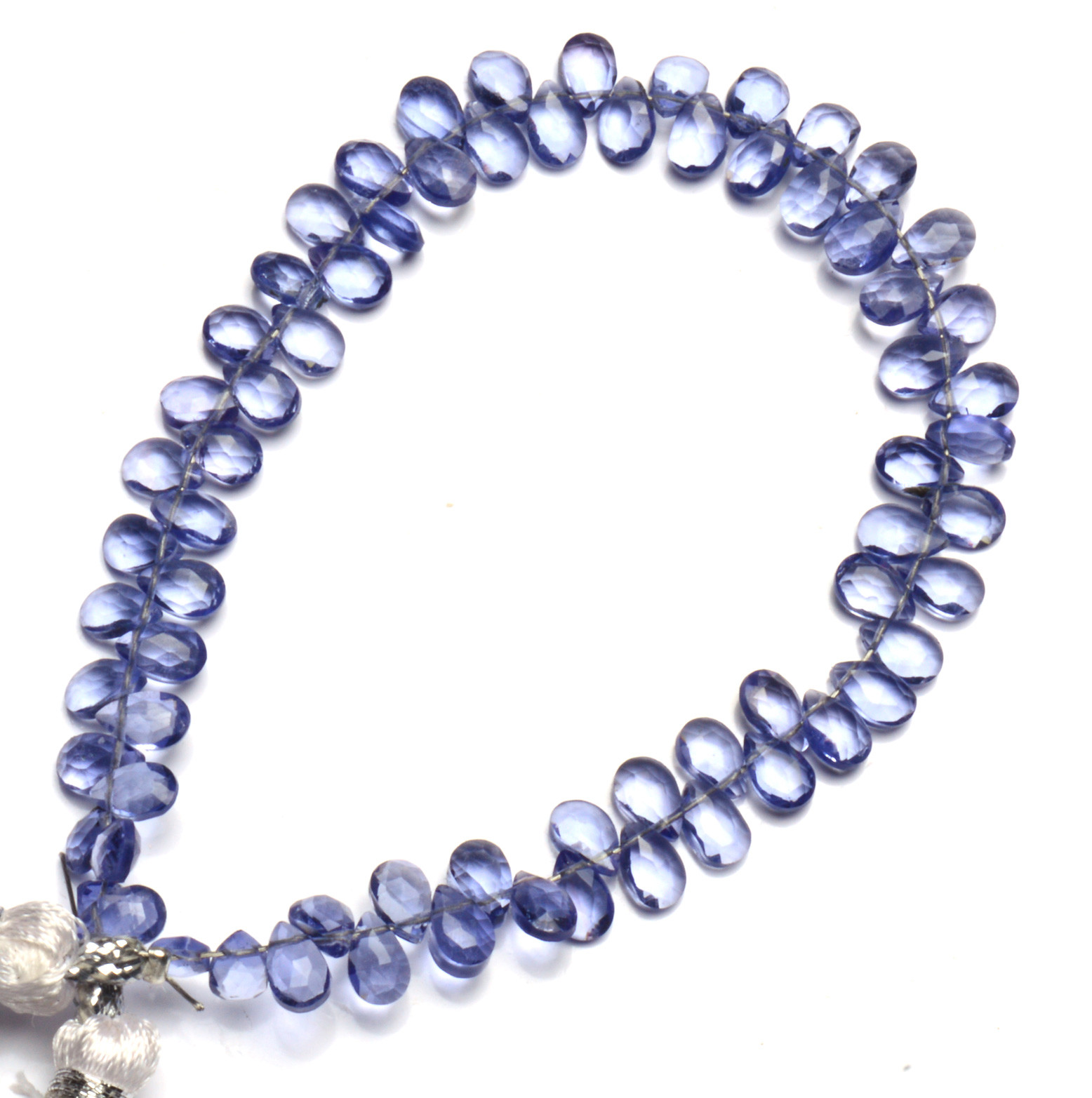 Iolite Color Quartz 5x3MM Approx. Faceted Pear Shape Briolette Beads 6″ Strand
