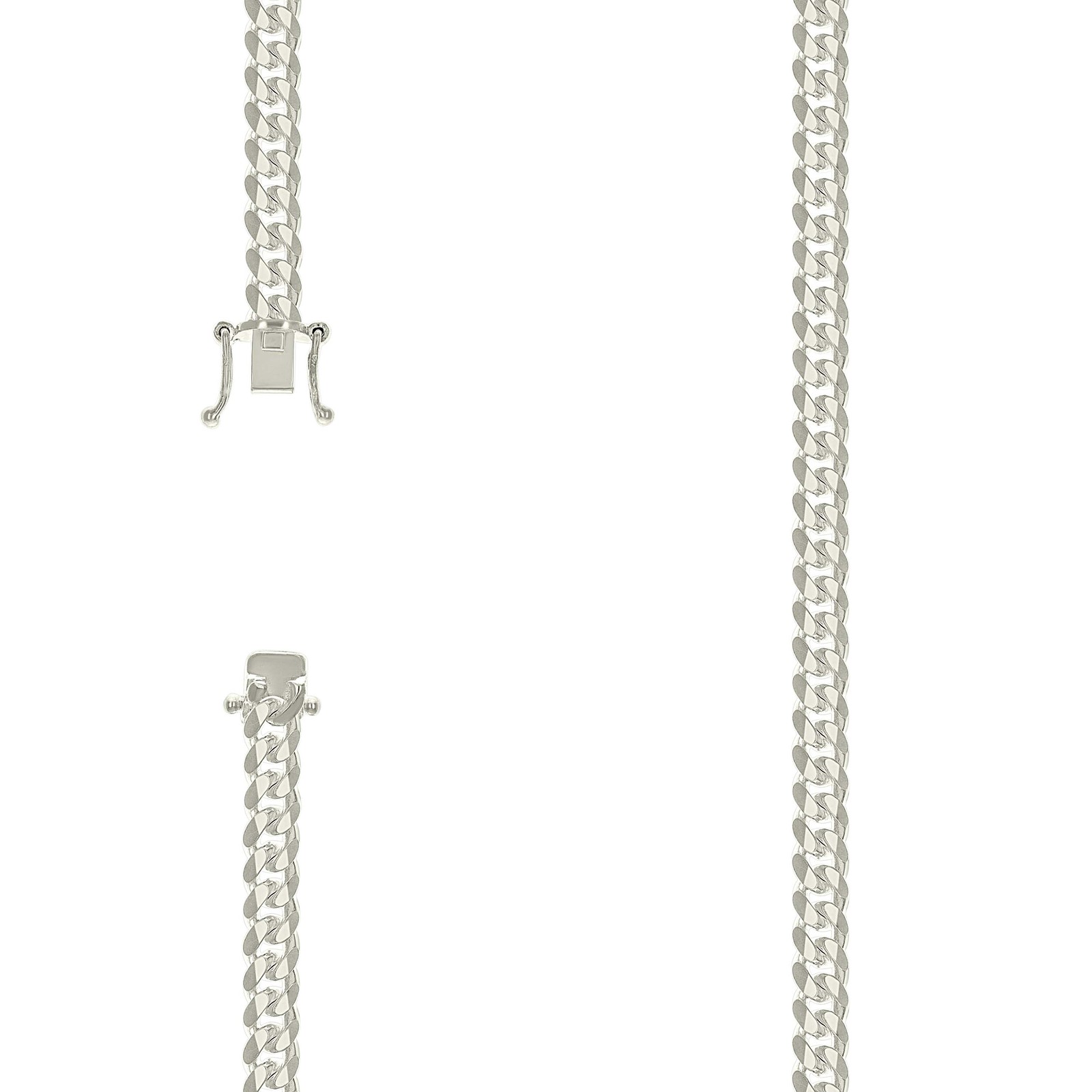 925 Sterling Silver Box Clasp Plain 6.3mm Solid Miami Cuban Chain | 16″ to 26″