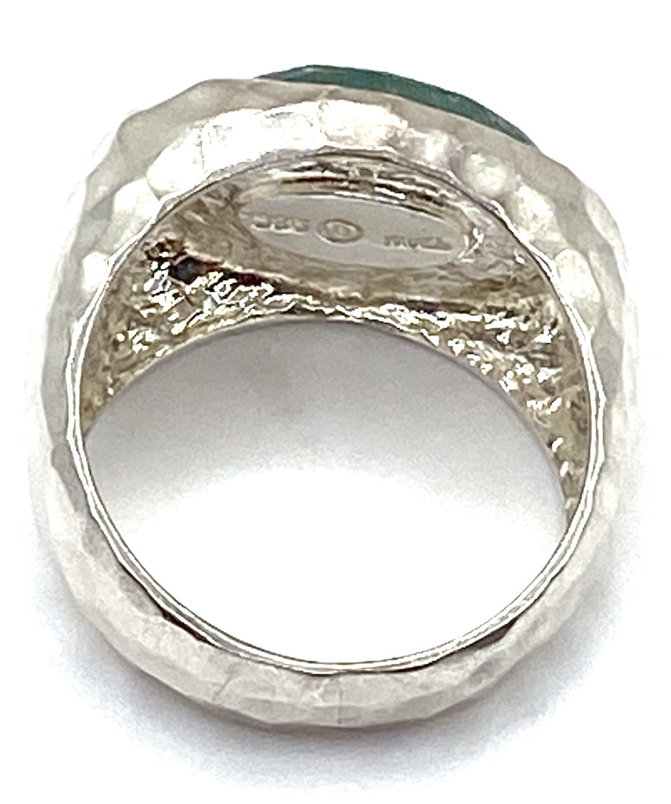 Israel Hammered Sterling Silver / 925 Blue Stone Ring Size 10