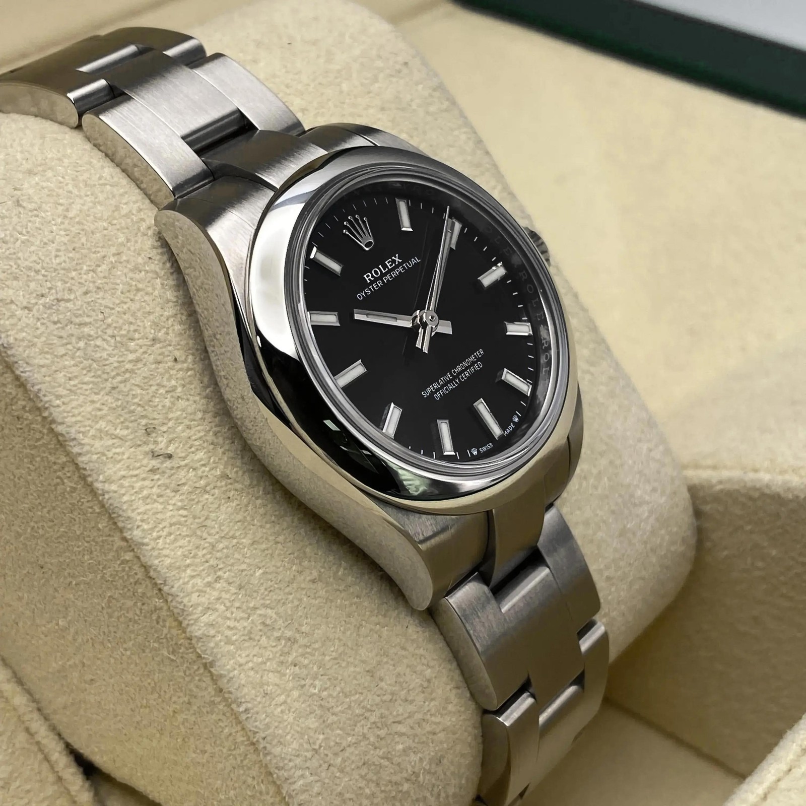 Rolex Oyster Perpetual 28mm Steel Black Dial Automatic Ladies Watch 276200