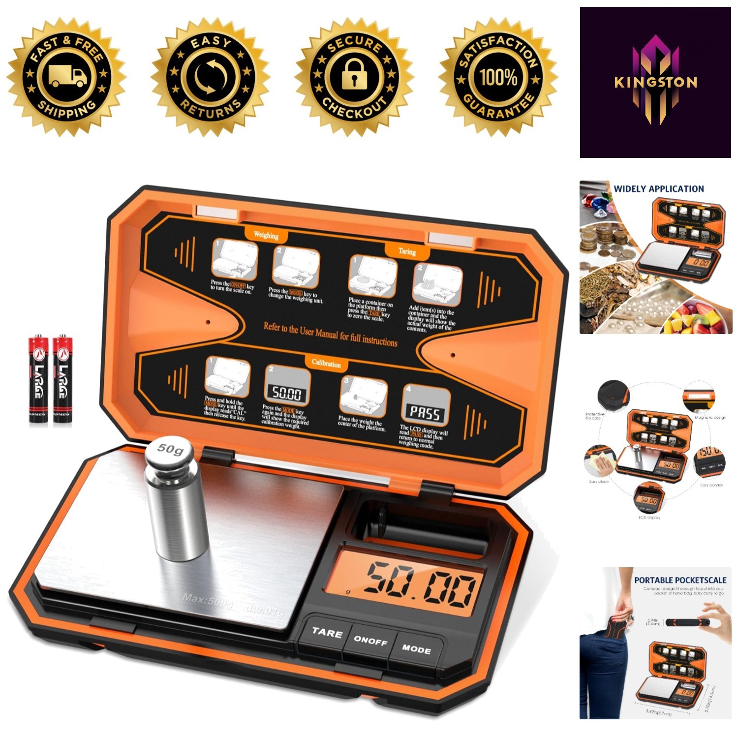 Compact 500g x 0.01g Digital Scale with Tare Function for Jewelry & Cooking