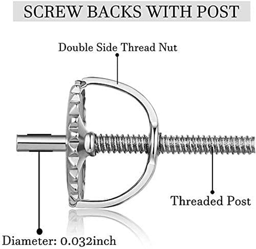 2 Pairs14K Gold Plated Screw Earring Backs 925 Sterling Silver Screw on Earring