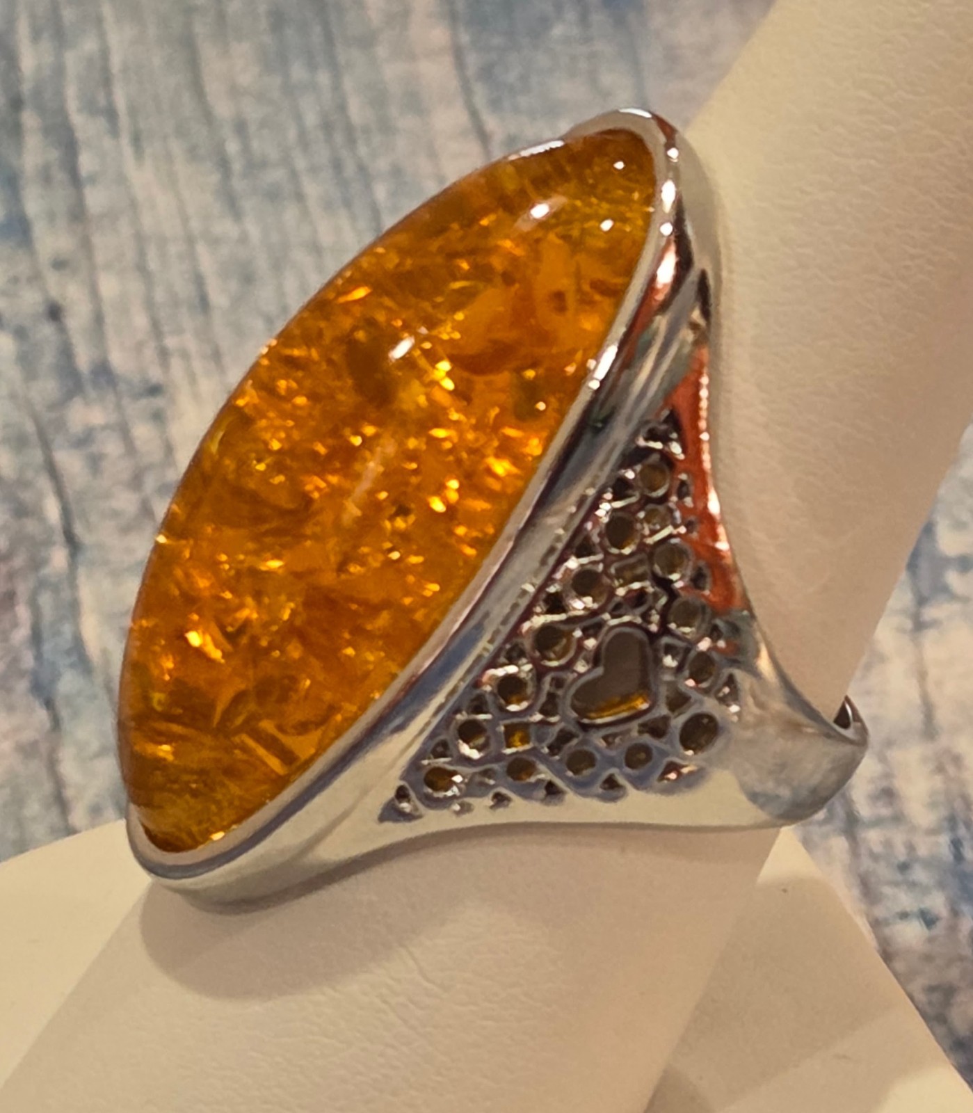 VINTAGE Ladies Silver Tone w/ Sparkle Yellow Cabuchon Gem Ring sz 7 and sz 8