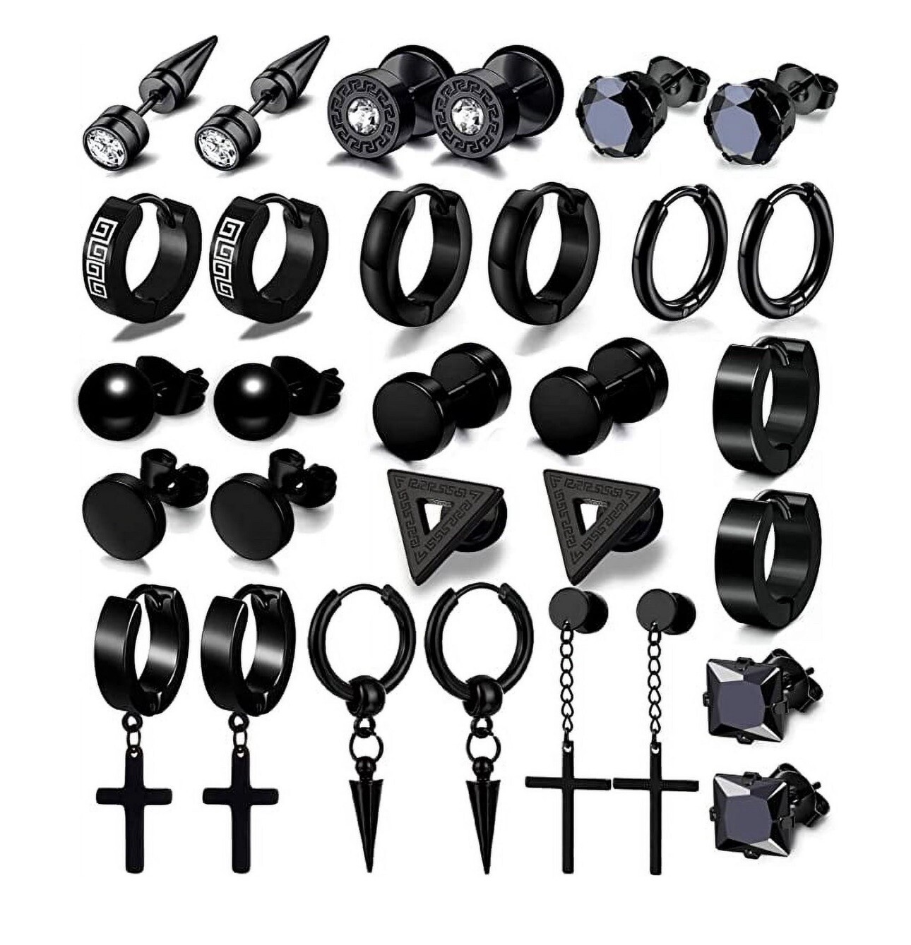 Pendientes Aretes Para Hombres Acero Inoxidable 15 Pares De Moda Fashion