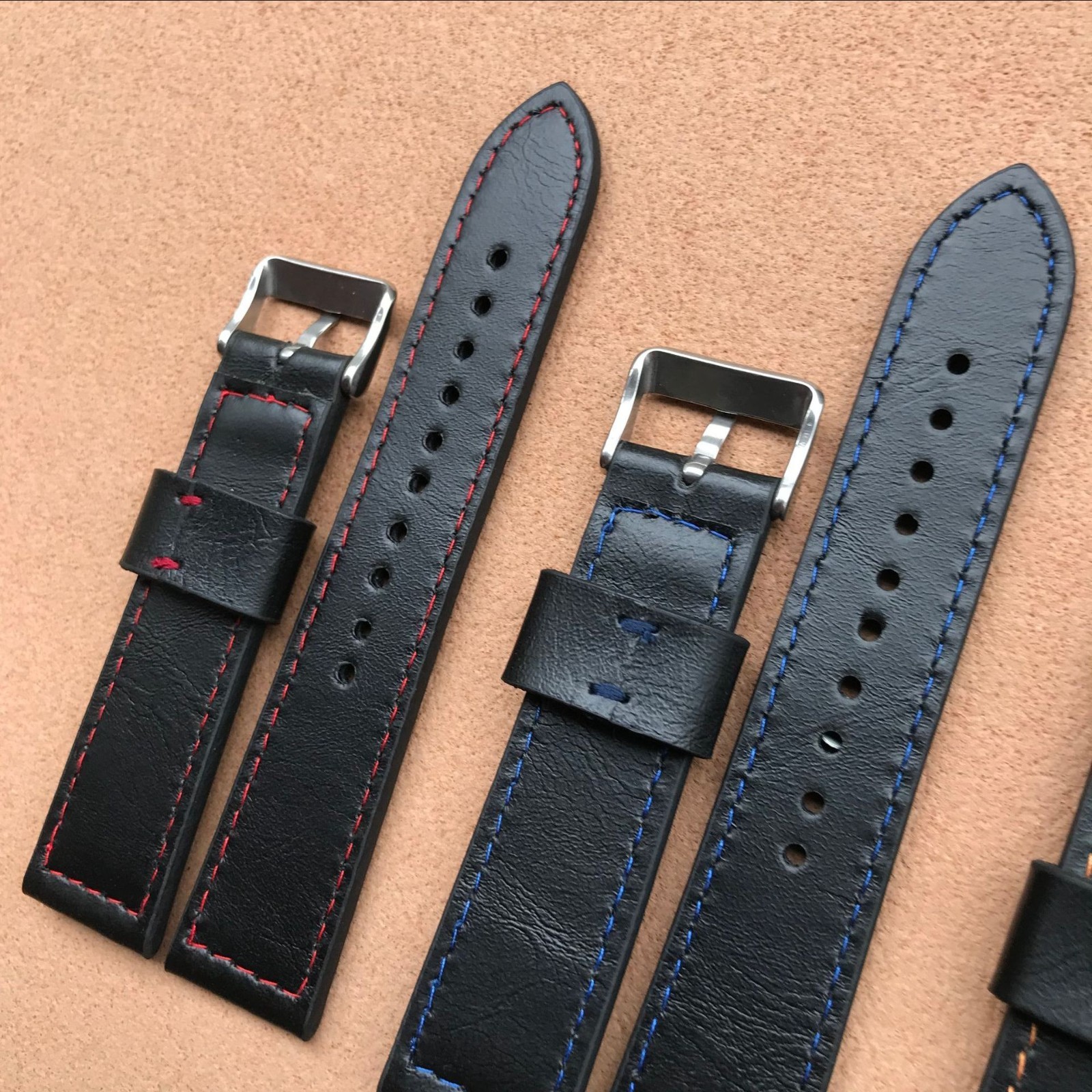 WHOLESALE Lot 6pcs Black Cow Leather Watch Strap Band 18/20/22/24mm (CH)