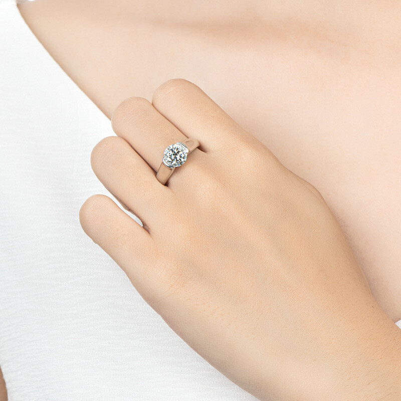 GRA Certificated Real 2CT Moissanite Diamond Wedding Sterling Silver Ring R9