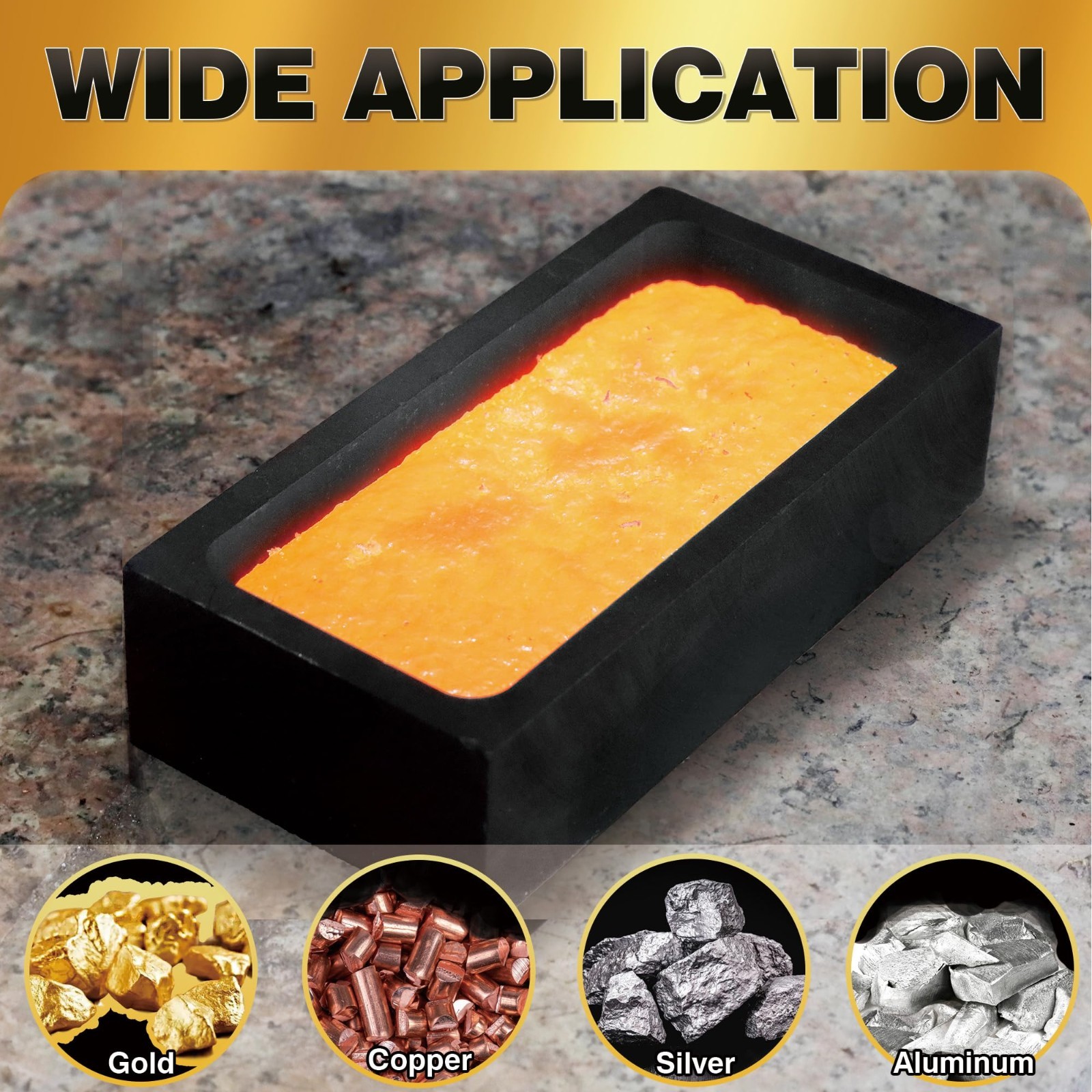 4 Piece Graphite Mold for Gold & Silver Casting | Heat Resistant | 1kg Capacity