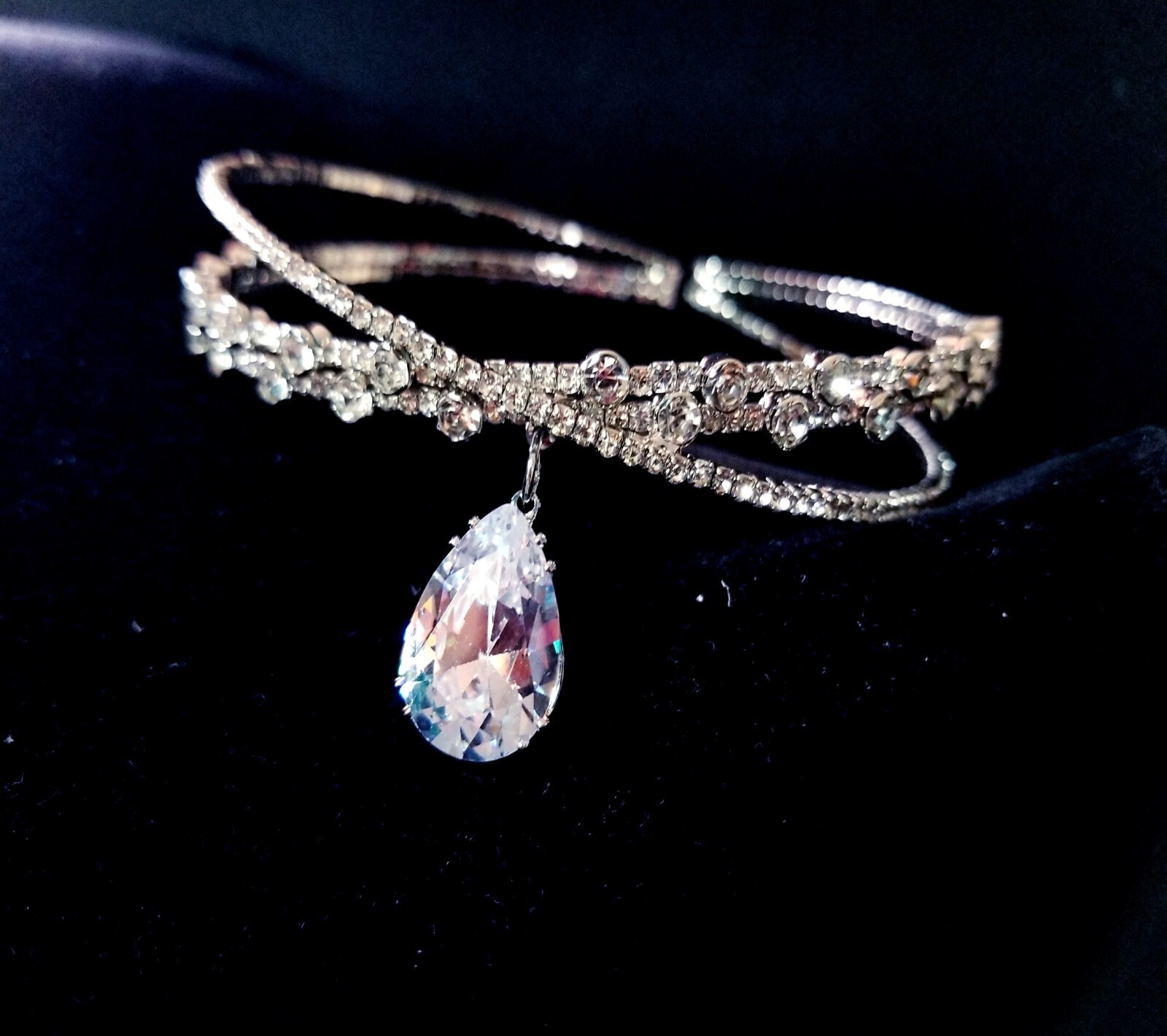 Clear Wedding Choker Rhinestone Crystal Statement Flex Necklace Pageant Bridal