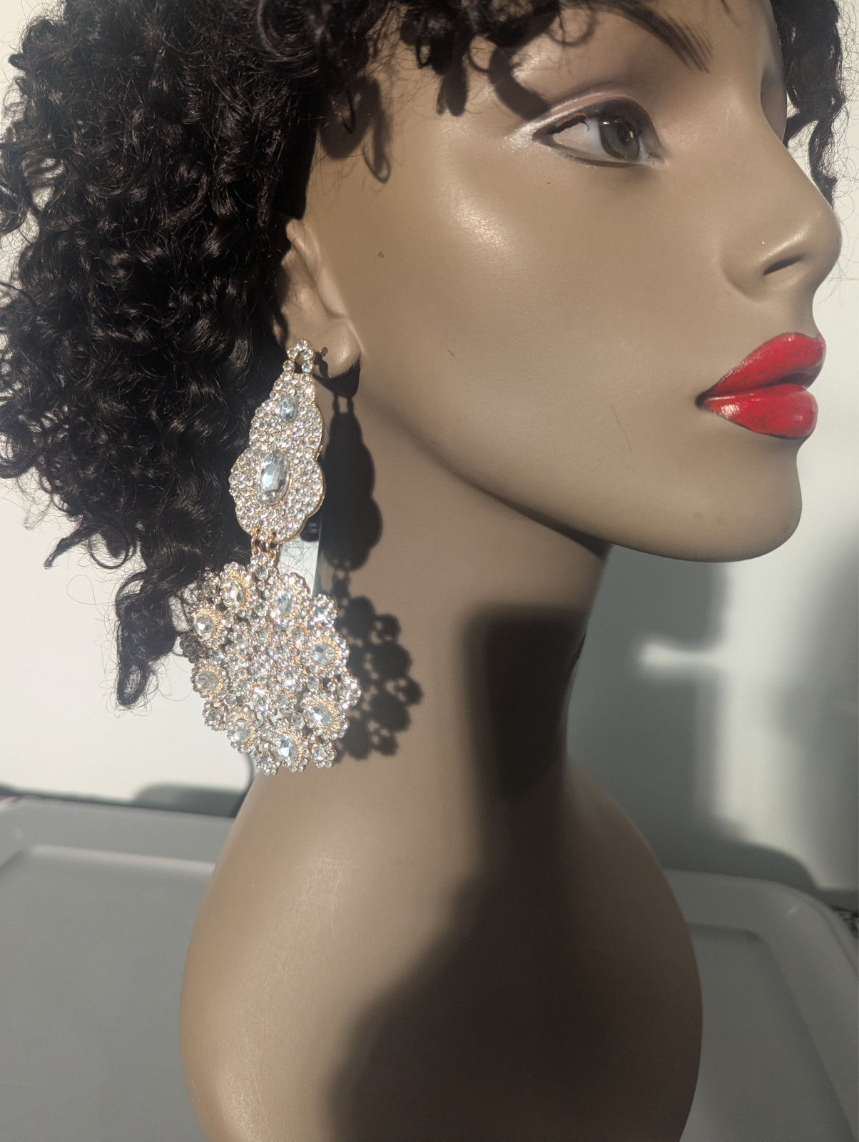 Oversized Rhinestone Crystal Chandelier Earrings Clear 4.5 inch Dangle Pageant