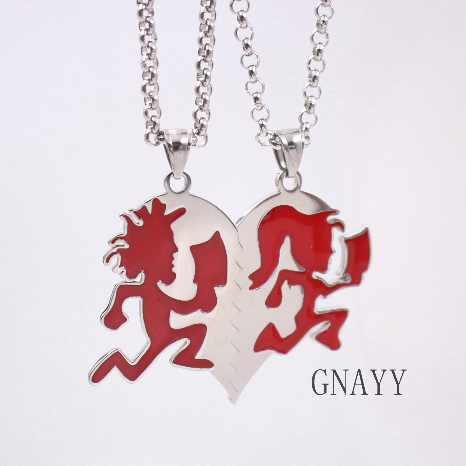 Red Hatchetman Twiztid ICP Juggalo Juggalette Heart 1set lover Pendants chain